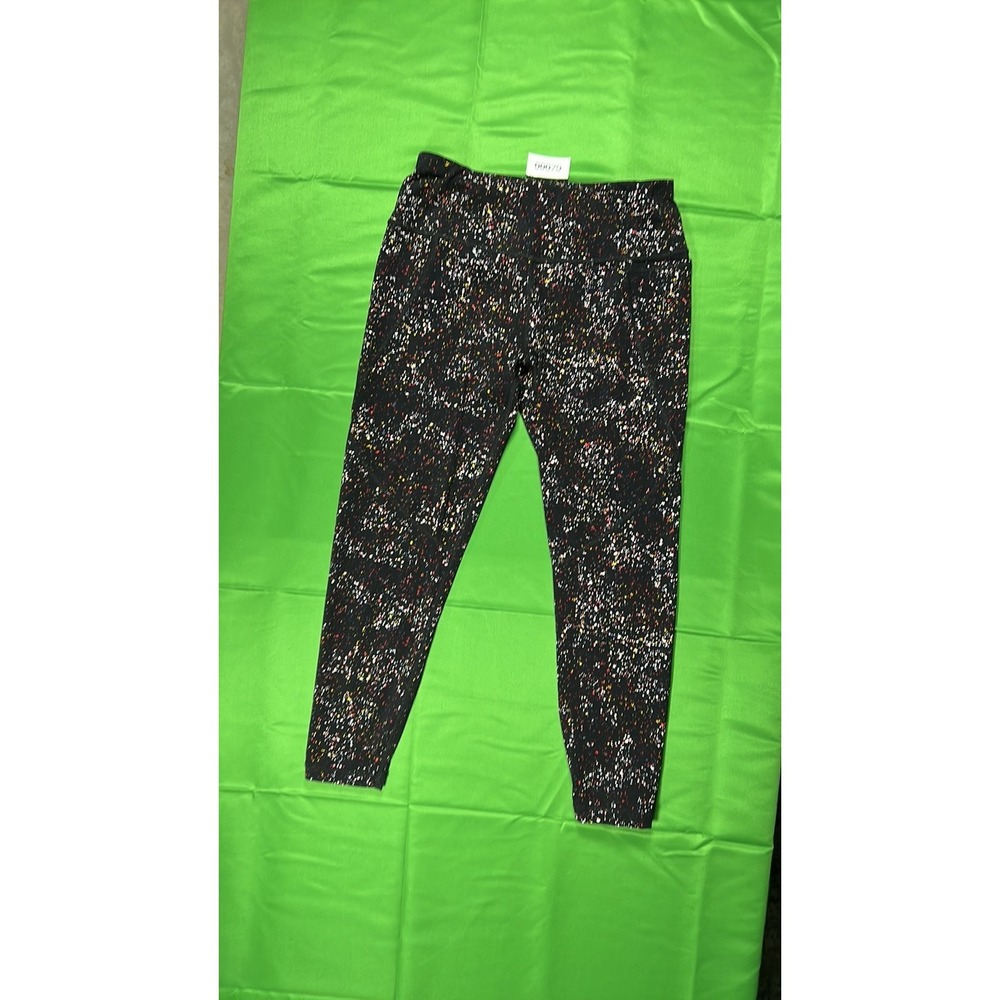 Sweaty Betty Power 7/8 Leggings Black Speckle Paint Splatter Print Size 8